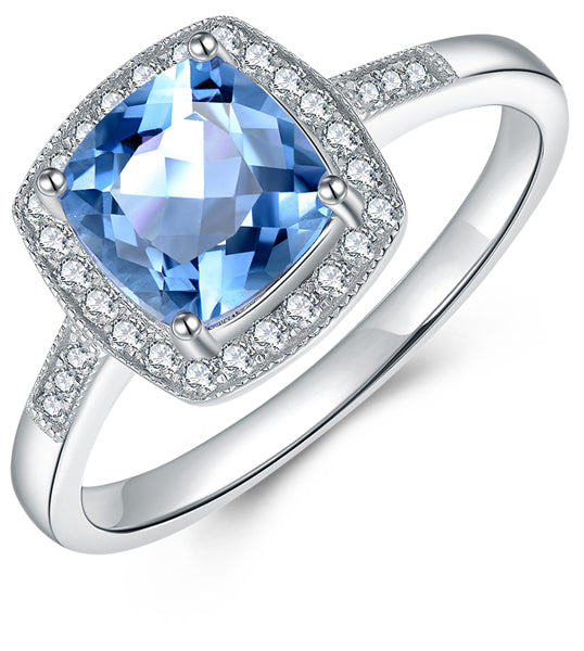9k Blue Topaz & Diamond Ring