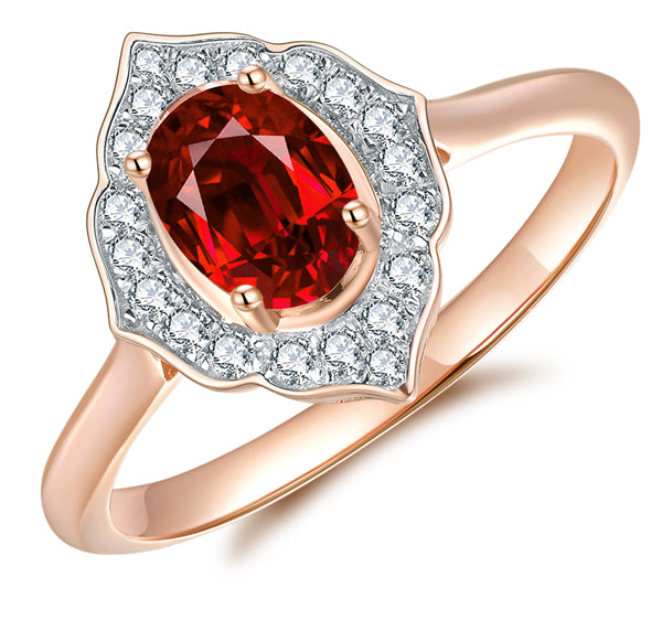 9k Garnet & Diamond Ring
