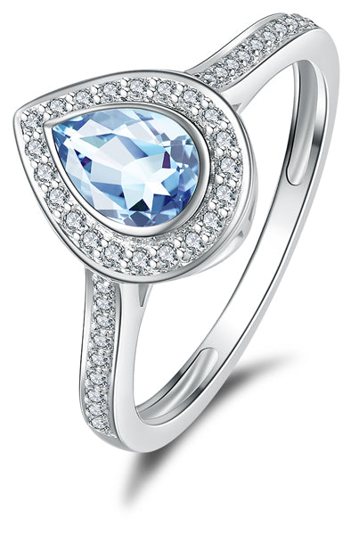 9k Aquamarine & Diamond Ring