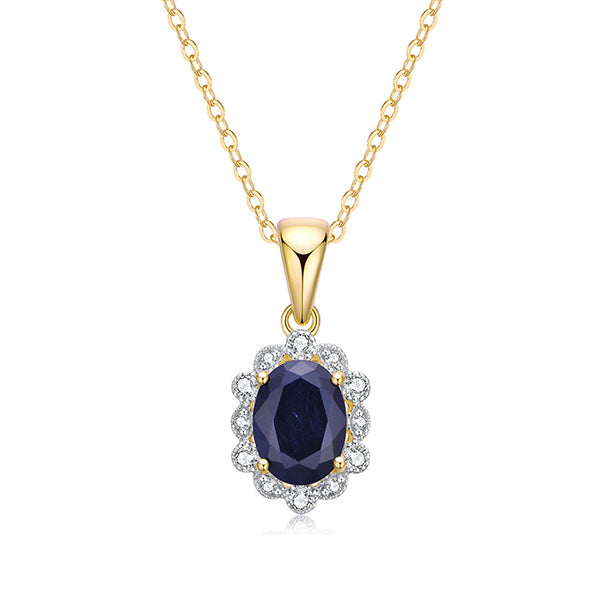 9k Yellow Gold Black Sapphire and Diamond Pendant