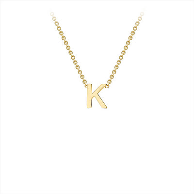 9K Yellow Gold 'K' Initial Adjustable Necklace 38cm-43cm