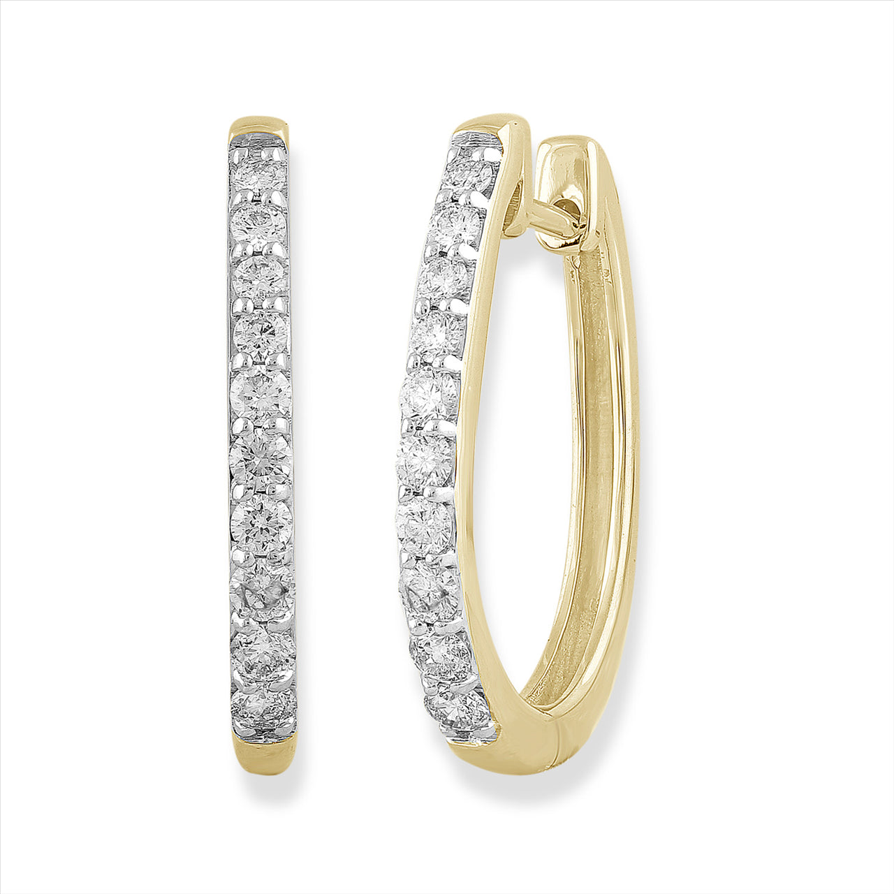 Huggie Earrings with 0.5ct Diamonds In 9K Yellow Gold