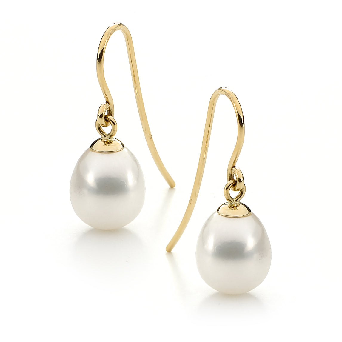 9k Yellow Gold Freshwater Pearl Hook Earrings