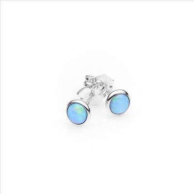 Sterling Silver Light Solid Opal Studs