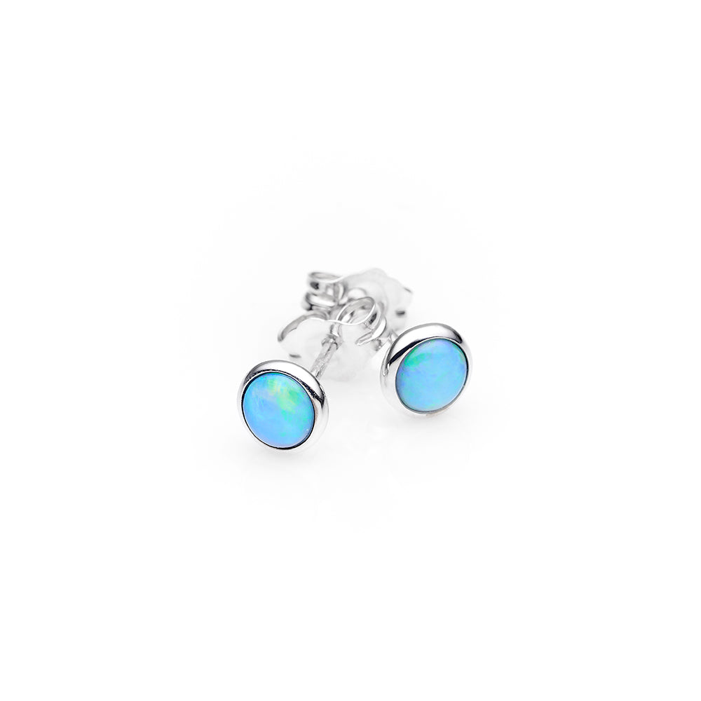 Sterling Silver Light Solid Opal Studs