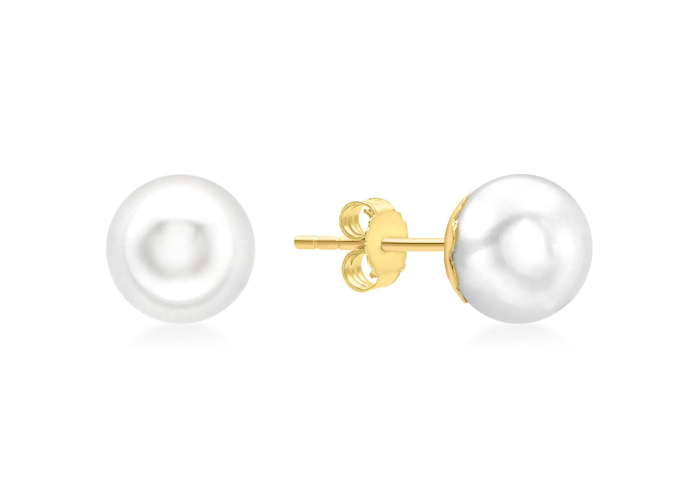 9K Yellow Gold Freshwater Pearl Stud Earrings