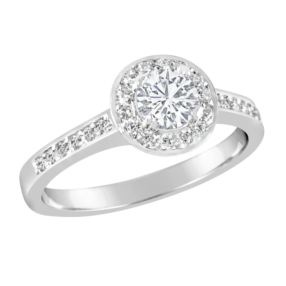 9K DIAMOND HALO ENGAGEMENT RING