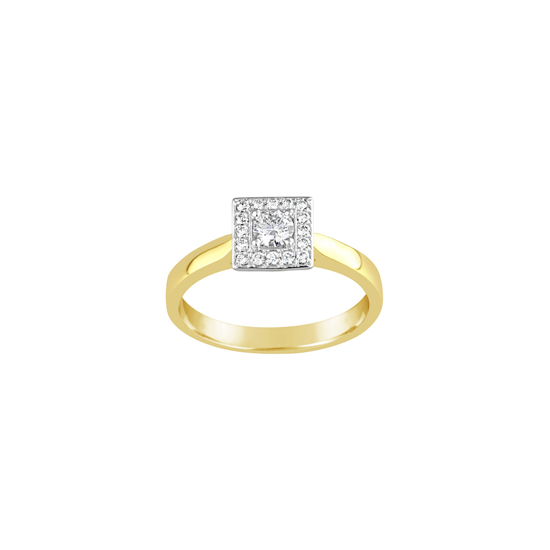 9K Square Top Diamond Halo Ring