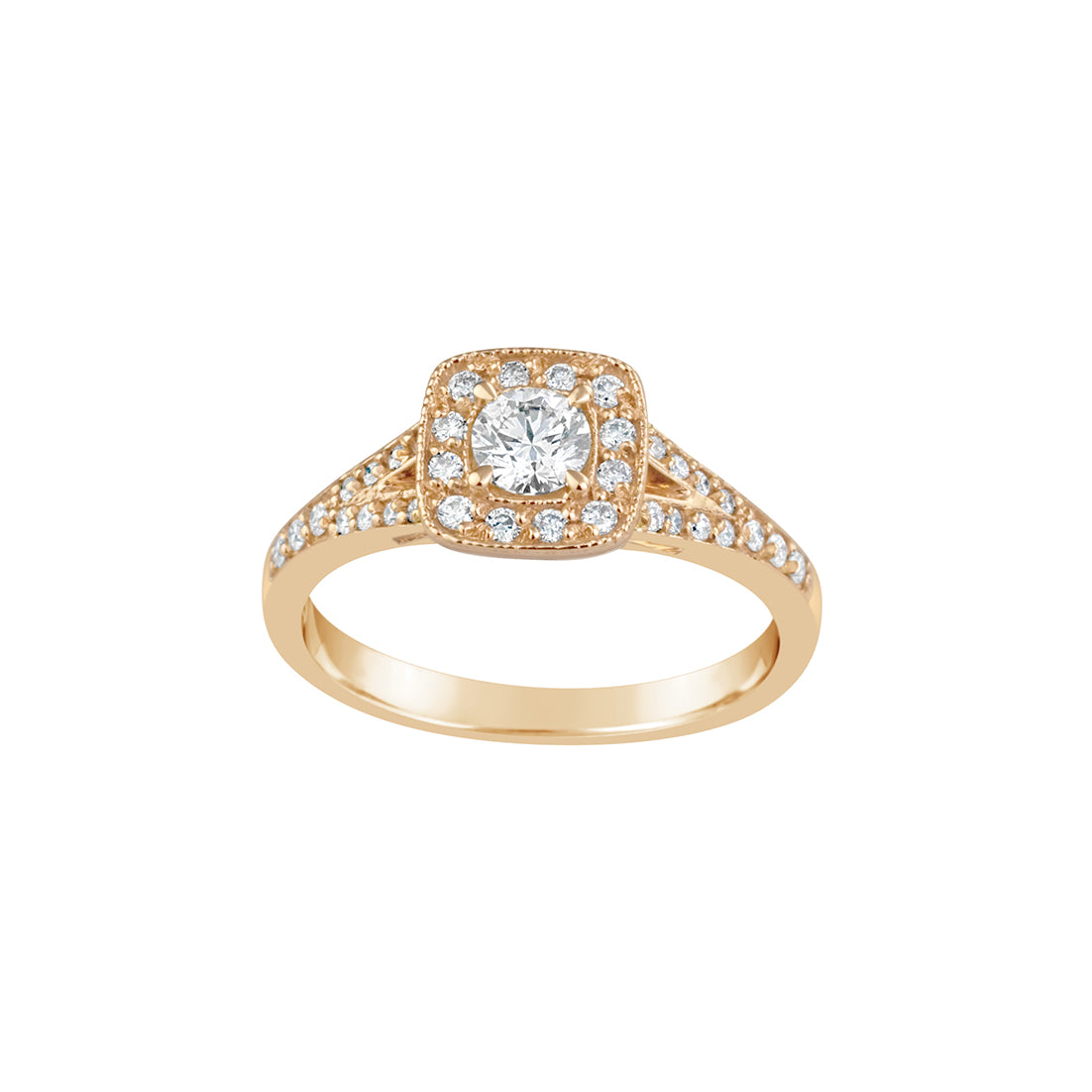 18K Cushion Halo Brilliant Diamond Ring