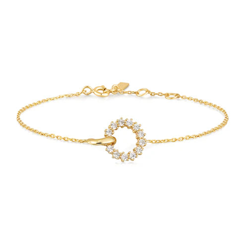 Gold Interlinked Circles Pave Bracelet