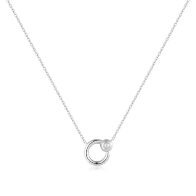 Silver Hoop Freshwater Pearl Necklace