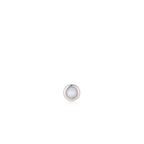 Silver Kyoto Opal Bezel Barbell Single Earring