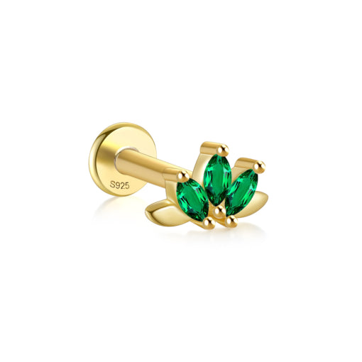 Green Flatback Zirconia Earring Single -GP