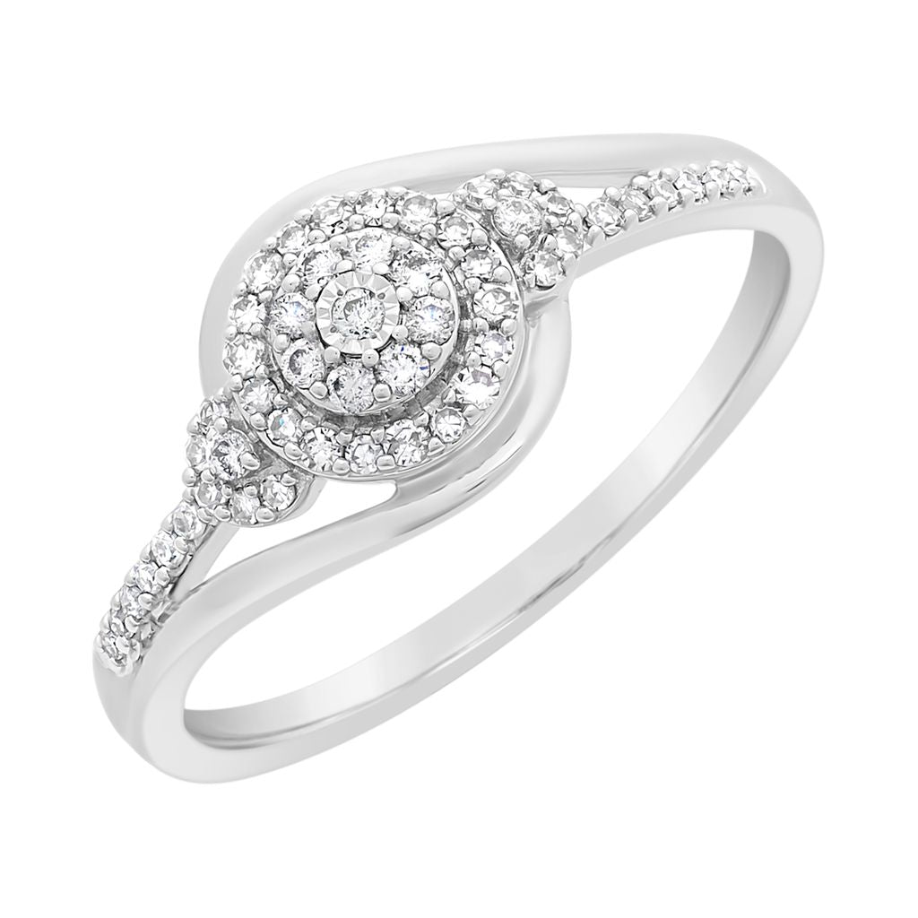 9K  Swirl Diamond Ring