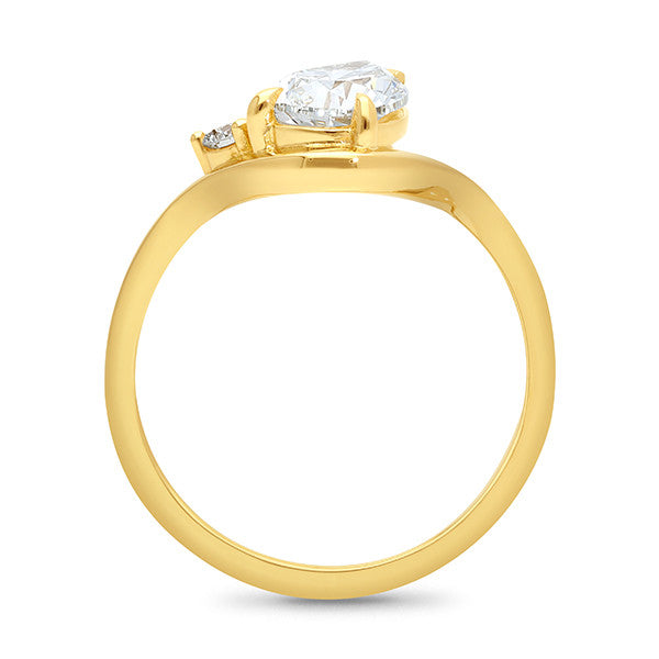 9K LabGrown Pear & Round Cut Lab Grown Diamond Ring