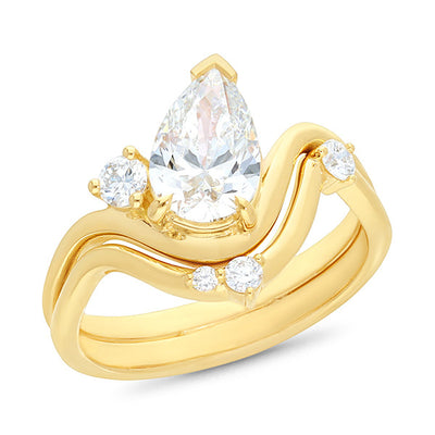 9K LabGrown Pear & Round Cut Lab Grown Diamond Ring