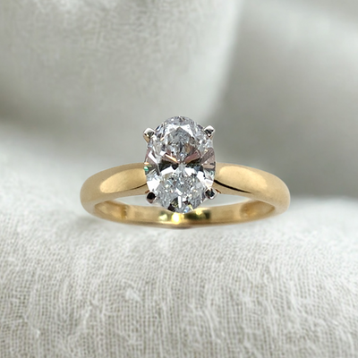 14K LAB GROWN DIAMOND OVAL 1 CARAT ENGAGEMENT RING