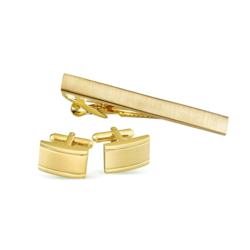Cufflink + Tie Bar Fashion Set - goldtone