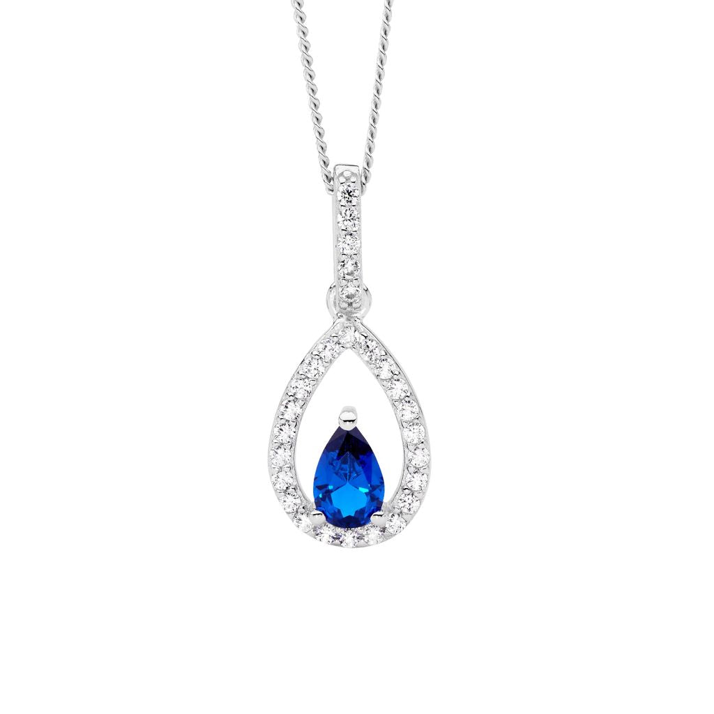 Ellani Elegant Drop Necklace - blue