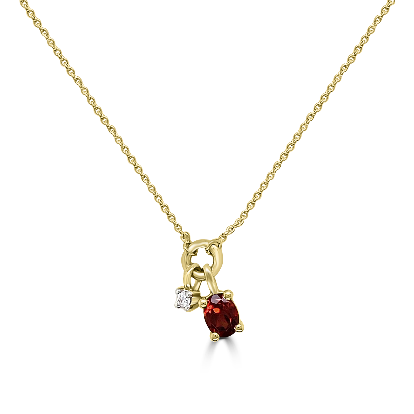 9K Yellow Gold Garnet & Diamond Necklet