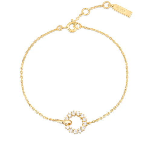 Gold Interlinked Circles Pave Bracelet