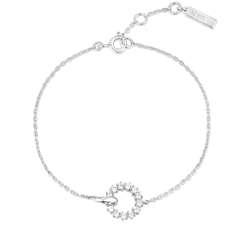 Silver Interlinked Circles Pave Bracelet