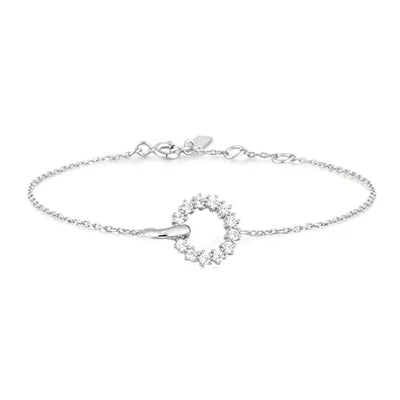 Silver Interlinked Circles Pave Bracelet