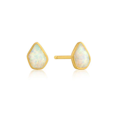 Opal Colour Stud Earrings - Gold