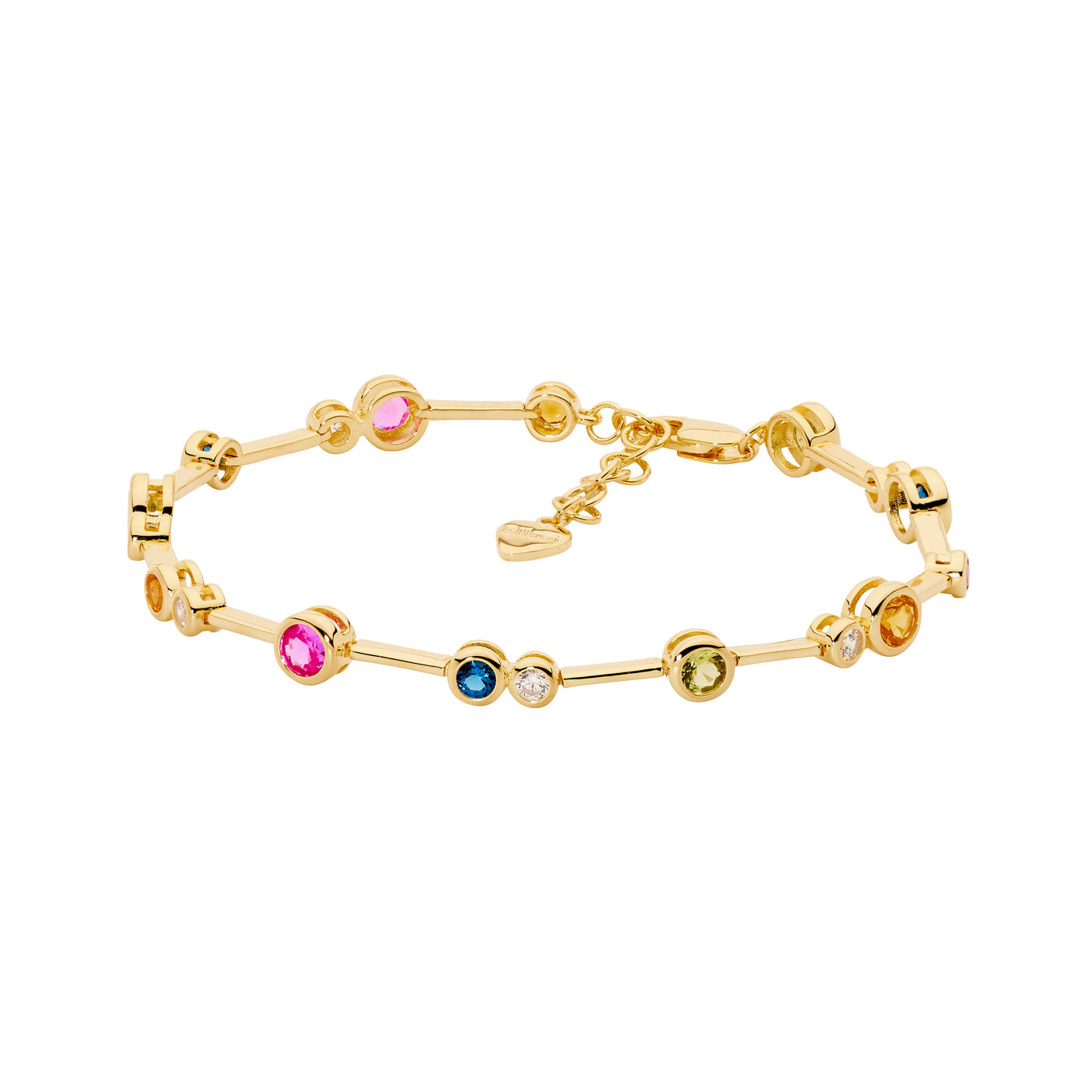 Zirconia Multi-Colour Bracelet - gold tone