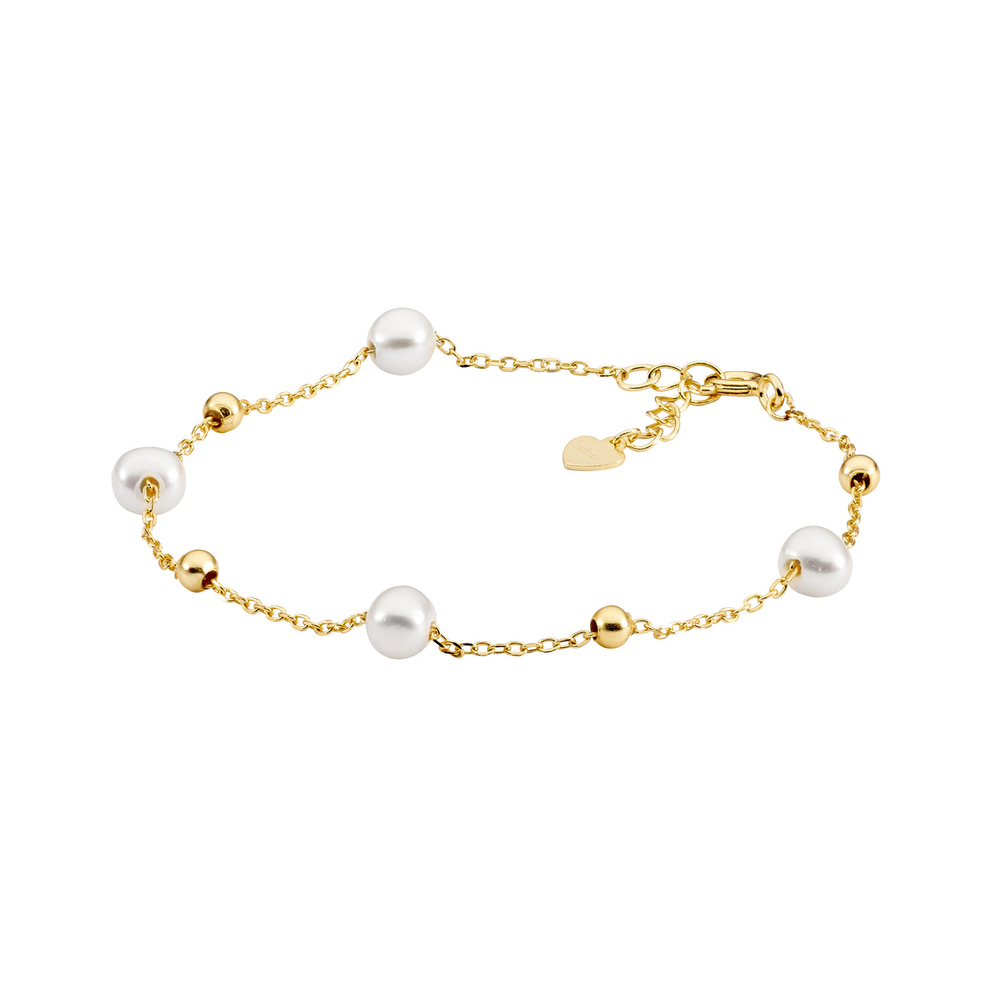 Beaded Pearl Bracelet - gold tone