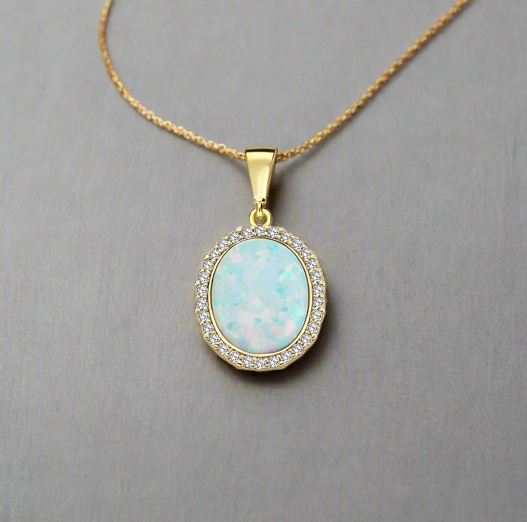 9K Synthetic Opal Pendant