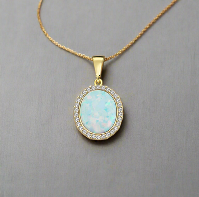 9K Synthetic Opal Pendant