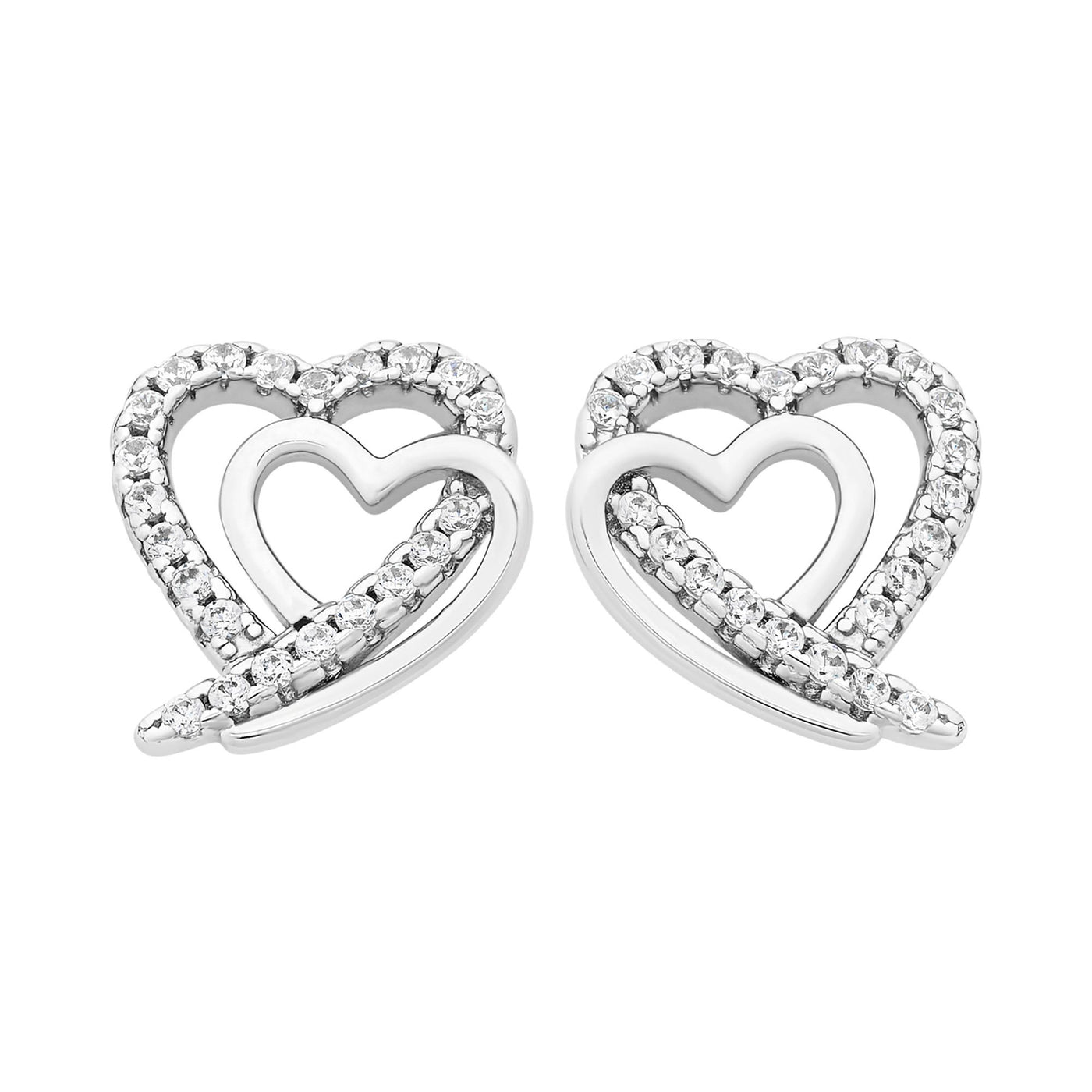 Silver Linked Hearts Earrings