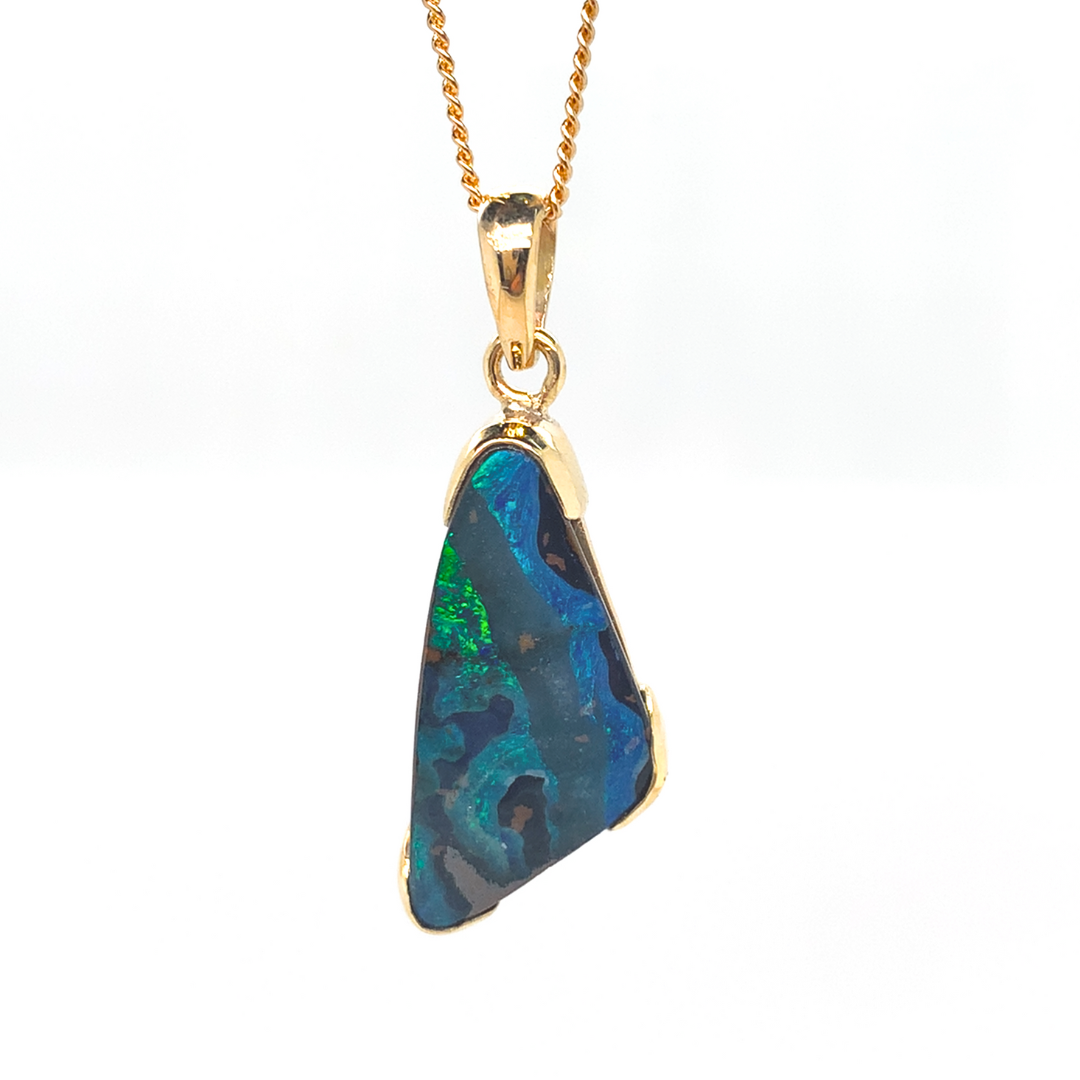 9K Opal Boulder Drop Pendant