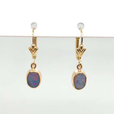 9K Opal Hinge Earrings