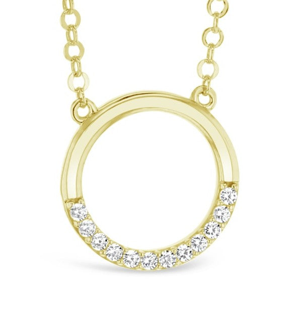 9K CZ OPEN CIRCLE NECKLACE
