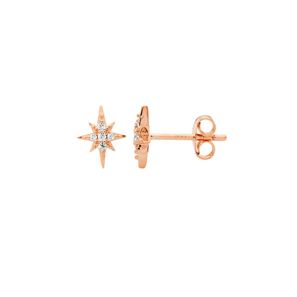 Ellani Star Stud Earrings - rosetone