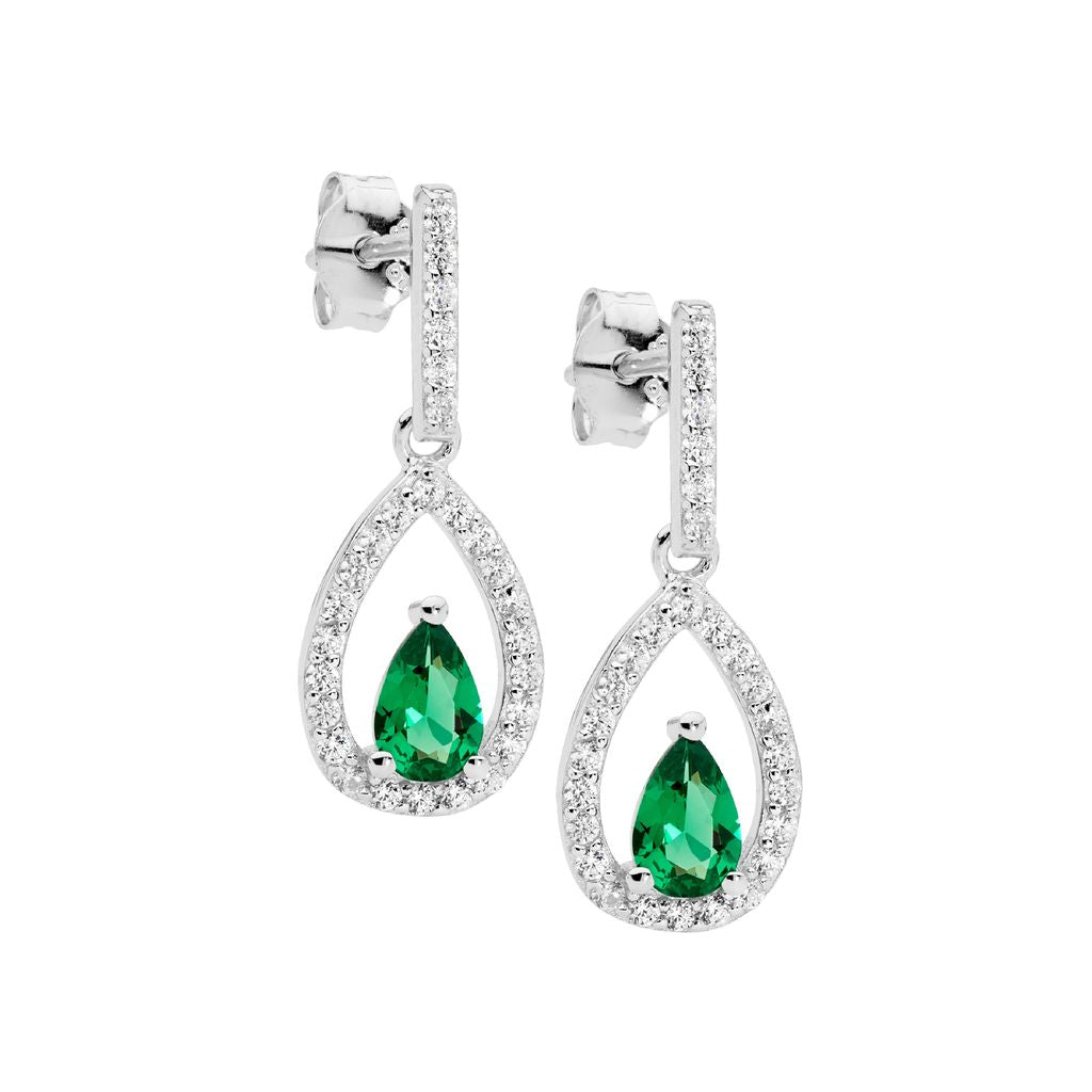 Ellani Elegant Drop Earring - green