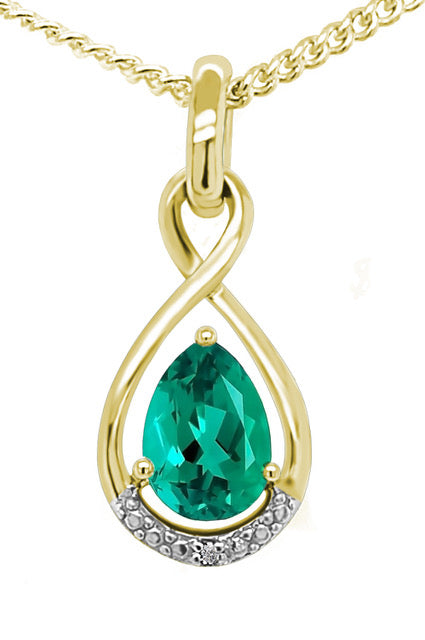 9Y Created Emerald Infinity Pendant