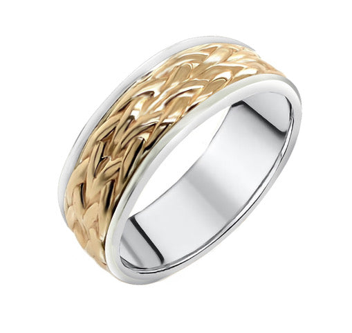 SS 9K WEAVED GENTS RING