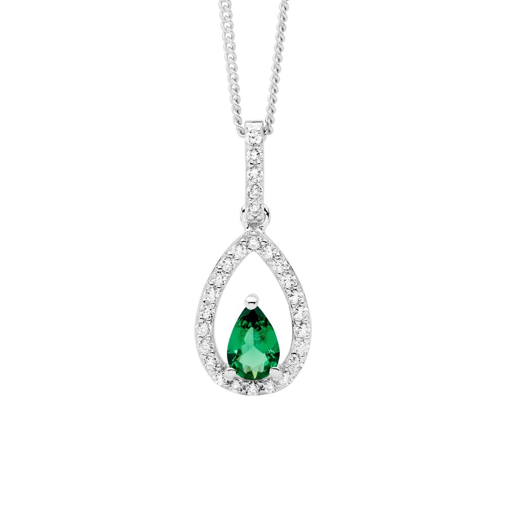 Ellani Elegant Drop Necklace - green