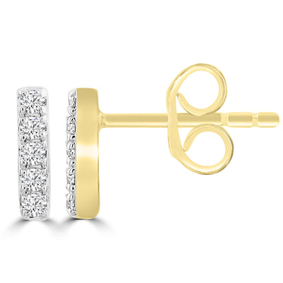 Diamond Fashion Bar Earrings -  9K Yellow Gold