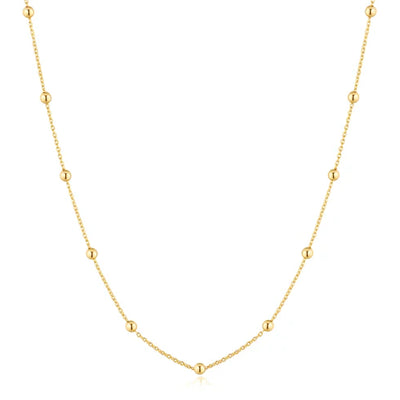 Gold Beaded Chain Necklace