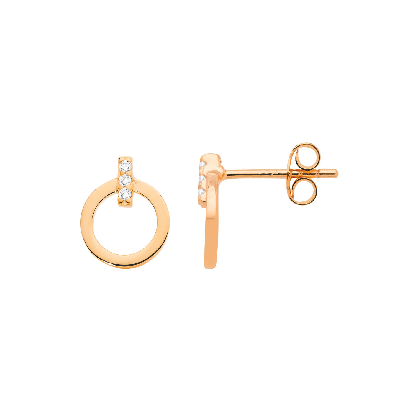 SS Circle Studs - rose tone