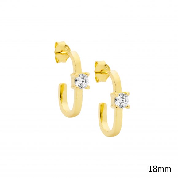 Oval stud earrings - gold tone