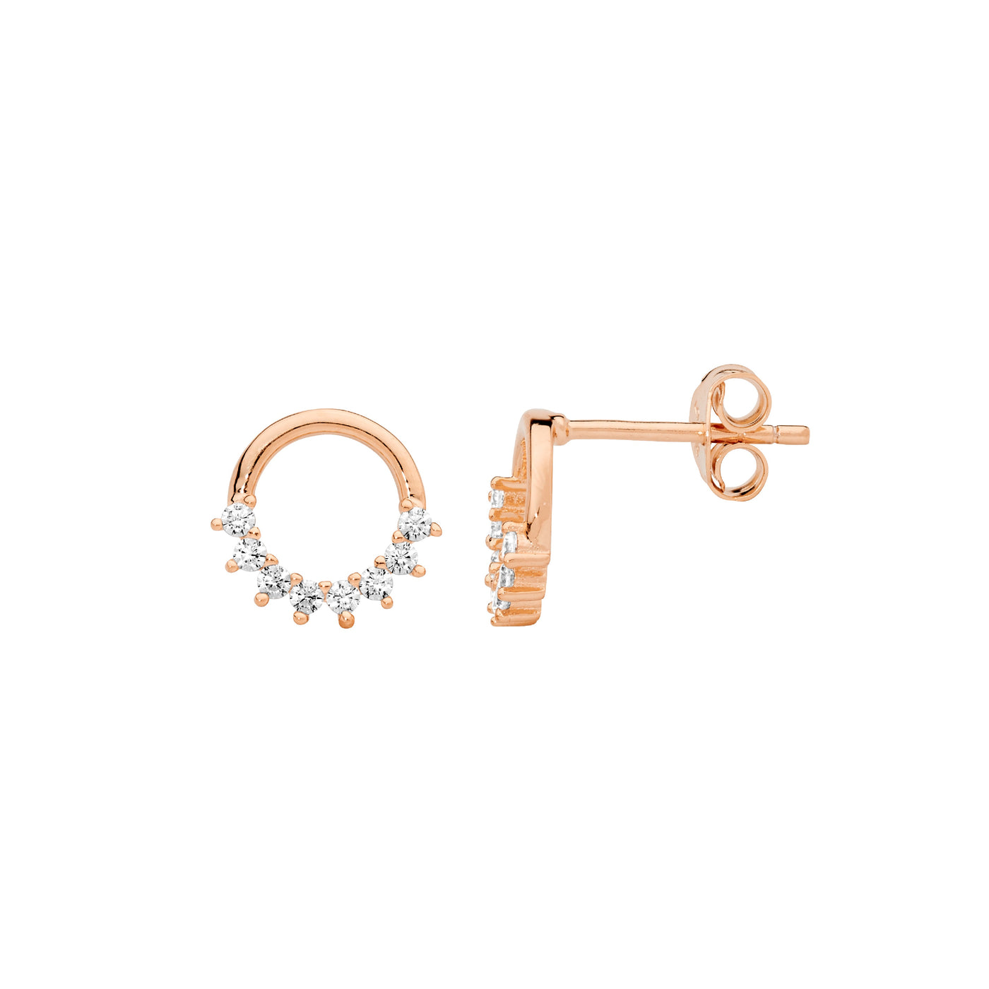 SS Crown Circle Studs - Rosetone