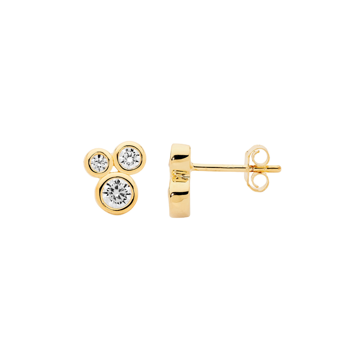 Zirconia Bubble Stud - gold tone