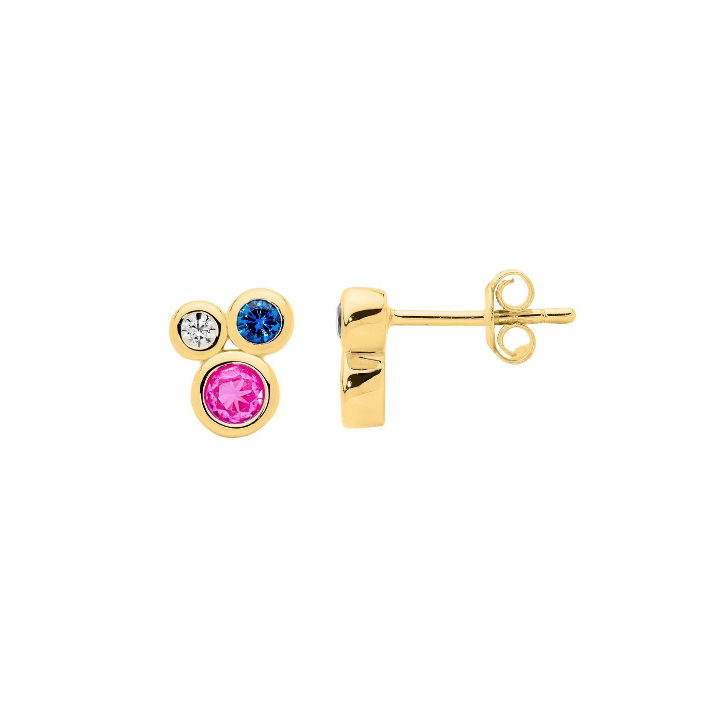 Zirconia Multi-colour Bubble Stud - gold tone