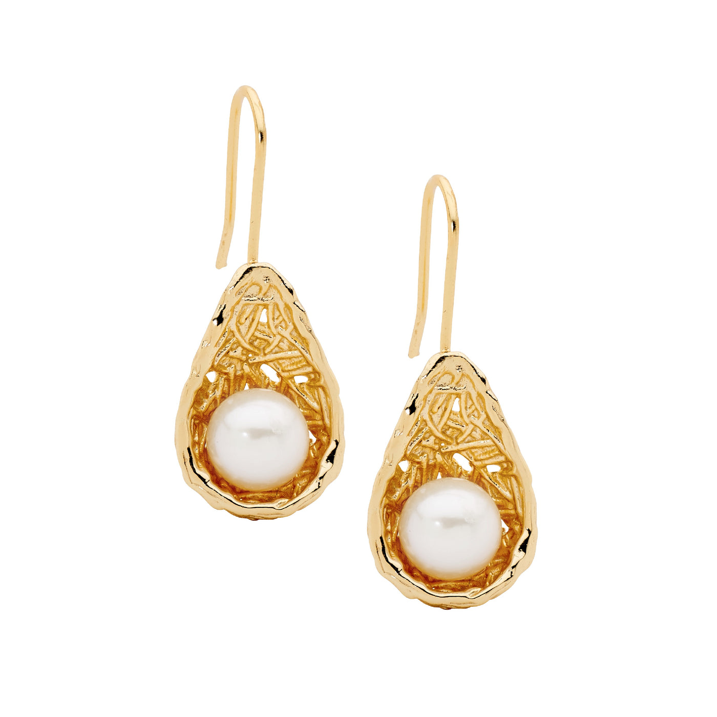 Nest Pearl Earring - gold tone