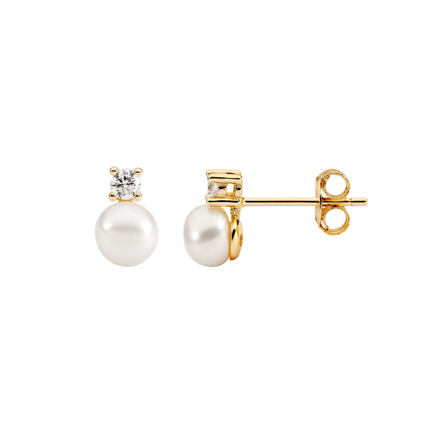 Pear & CZ Earring- gold tone